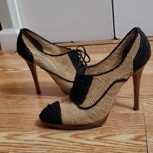 Ralph Lauren Collection raffia spectator pumps